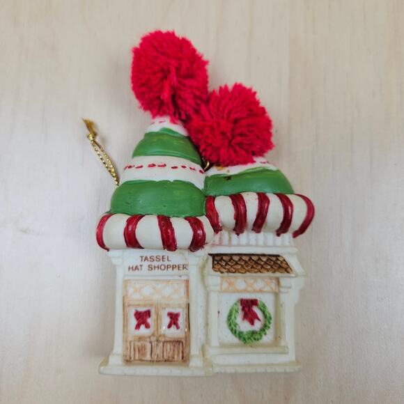 Christmas Village Ornaments 5 Holiday, Assorted Buildings 4" Tall Red Green - Picture 8 of 8